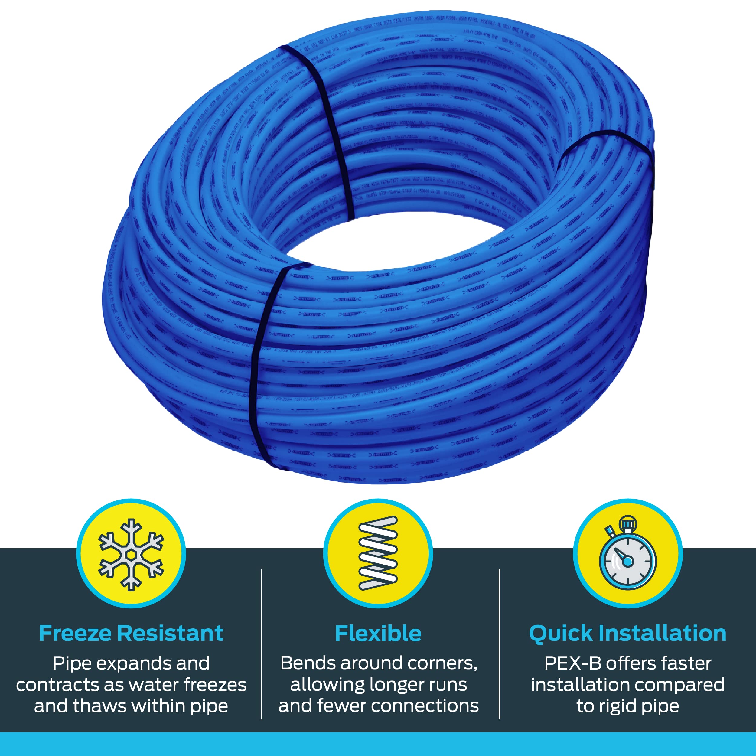 SharkBite U870B500 PEX Pipe 3/4 Inch, Blue, Flexible Water Pipe Tubing