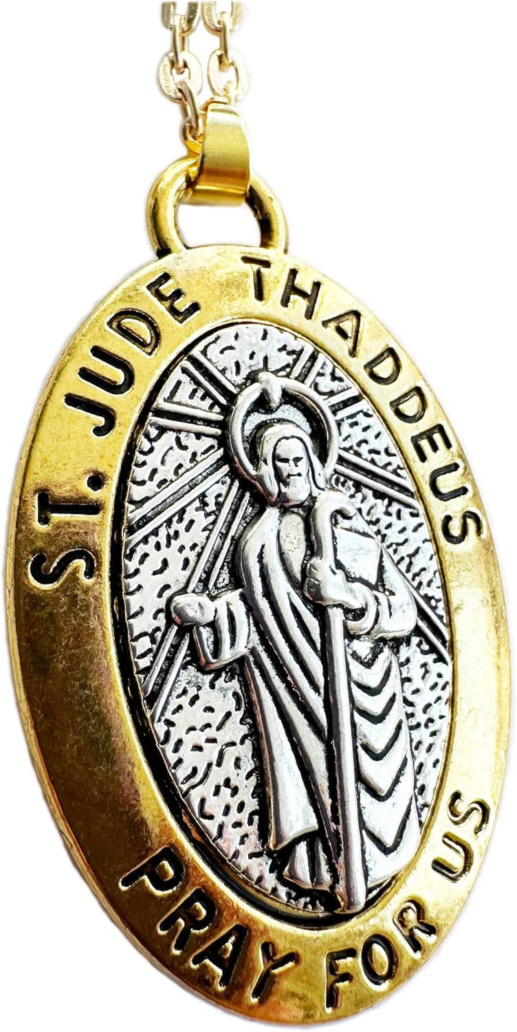 Dave The Bunny St Jude Necklace - This Saint Jude Necklace Luxury Metal Alloy Chain with Saint Jude Charm, Special Keepsake, Ideal Gift for Devotees of a St Jude Metal