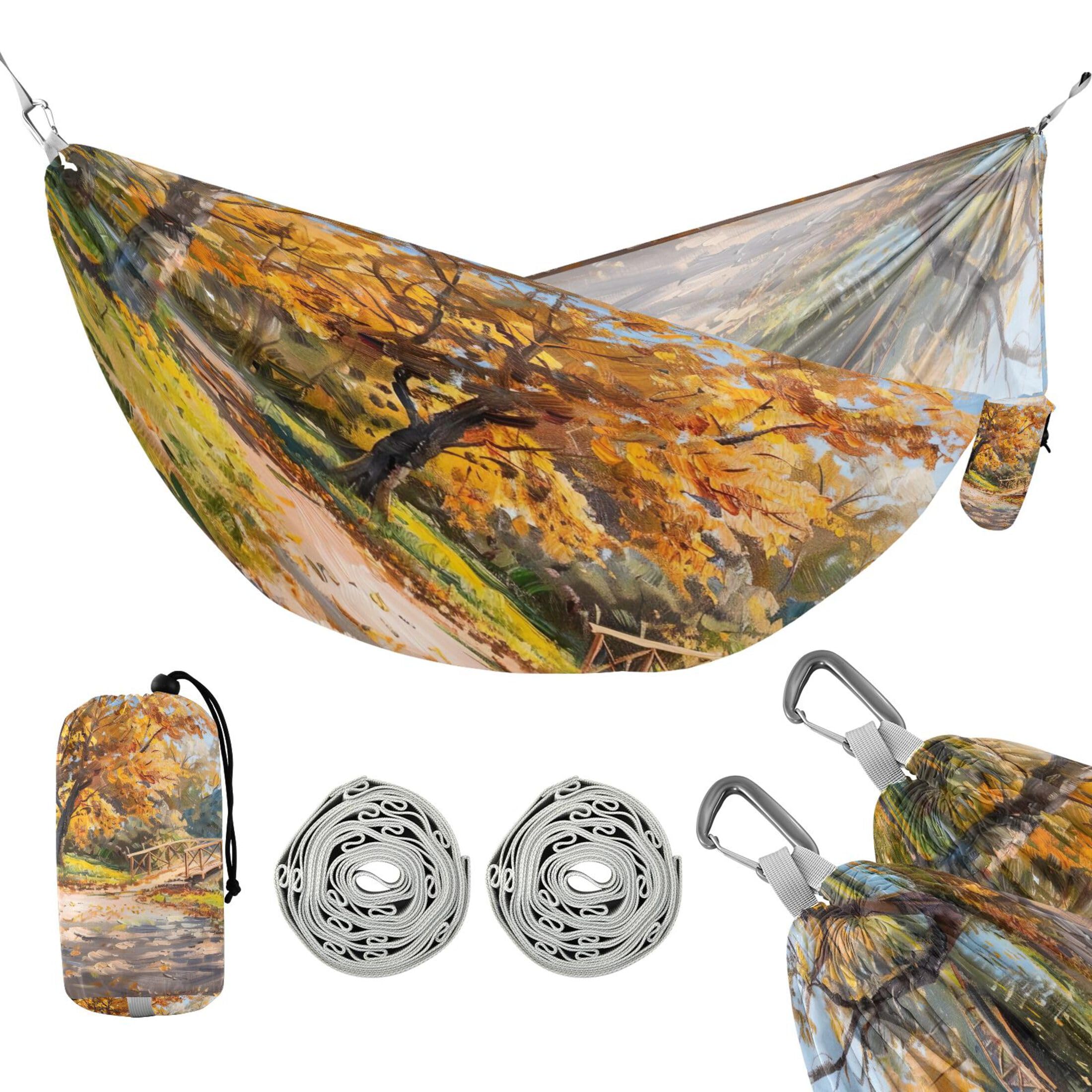 Takiito Autumn Landscape Hammock 330 lb Capacity Travel Camping Hammock with Tree Straps, Portable Lightweight for Outdoor Beach Backpacking Backyard Patio