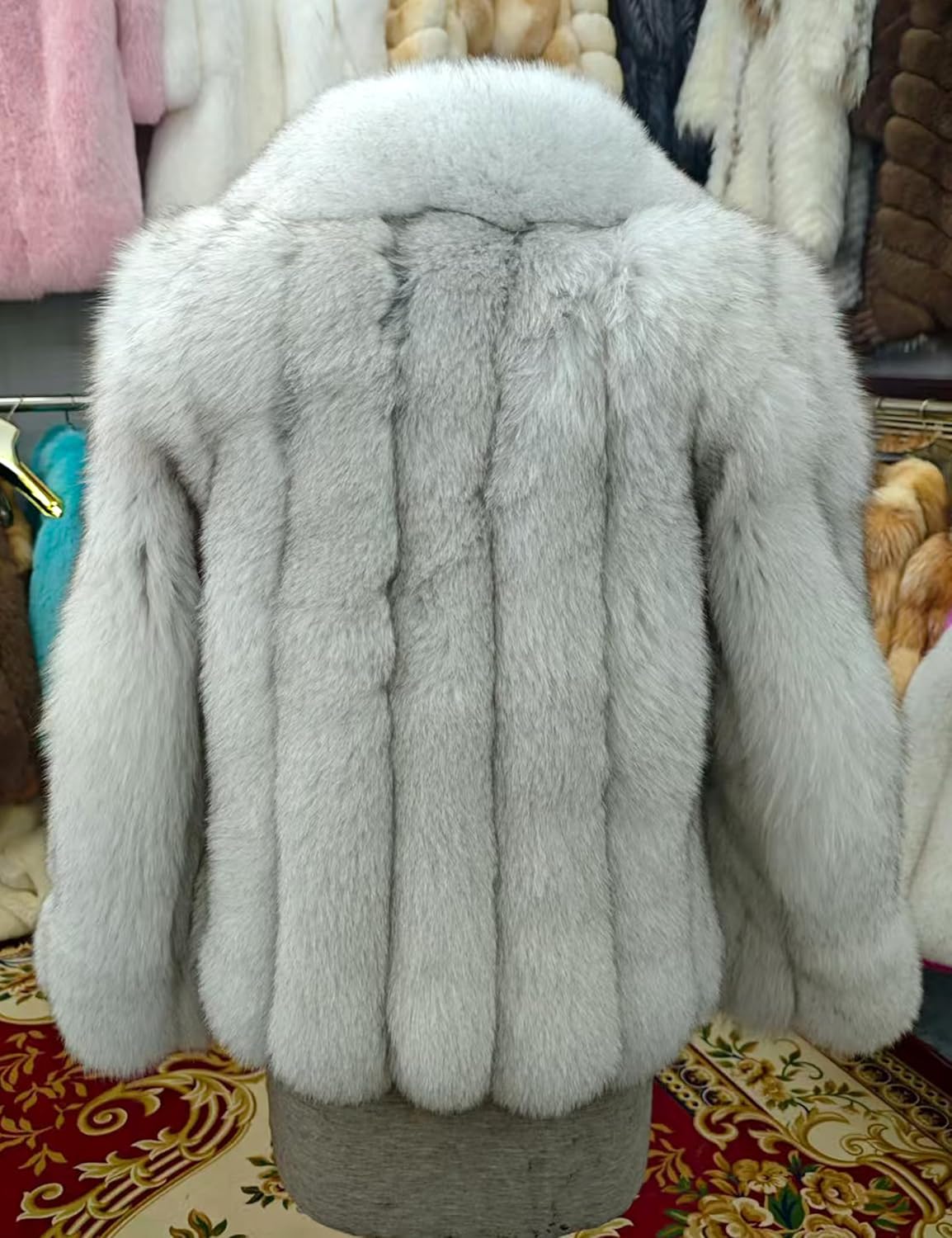 Women's Genuine Fox Fur Coat Soft Warm Winter Fur Jacket Fashion Outwear