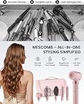 MESCOMB 5 in 1 Hot Air Styler Hair Dryer Brush, Peach Pink