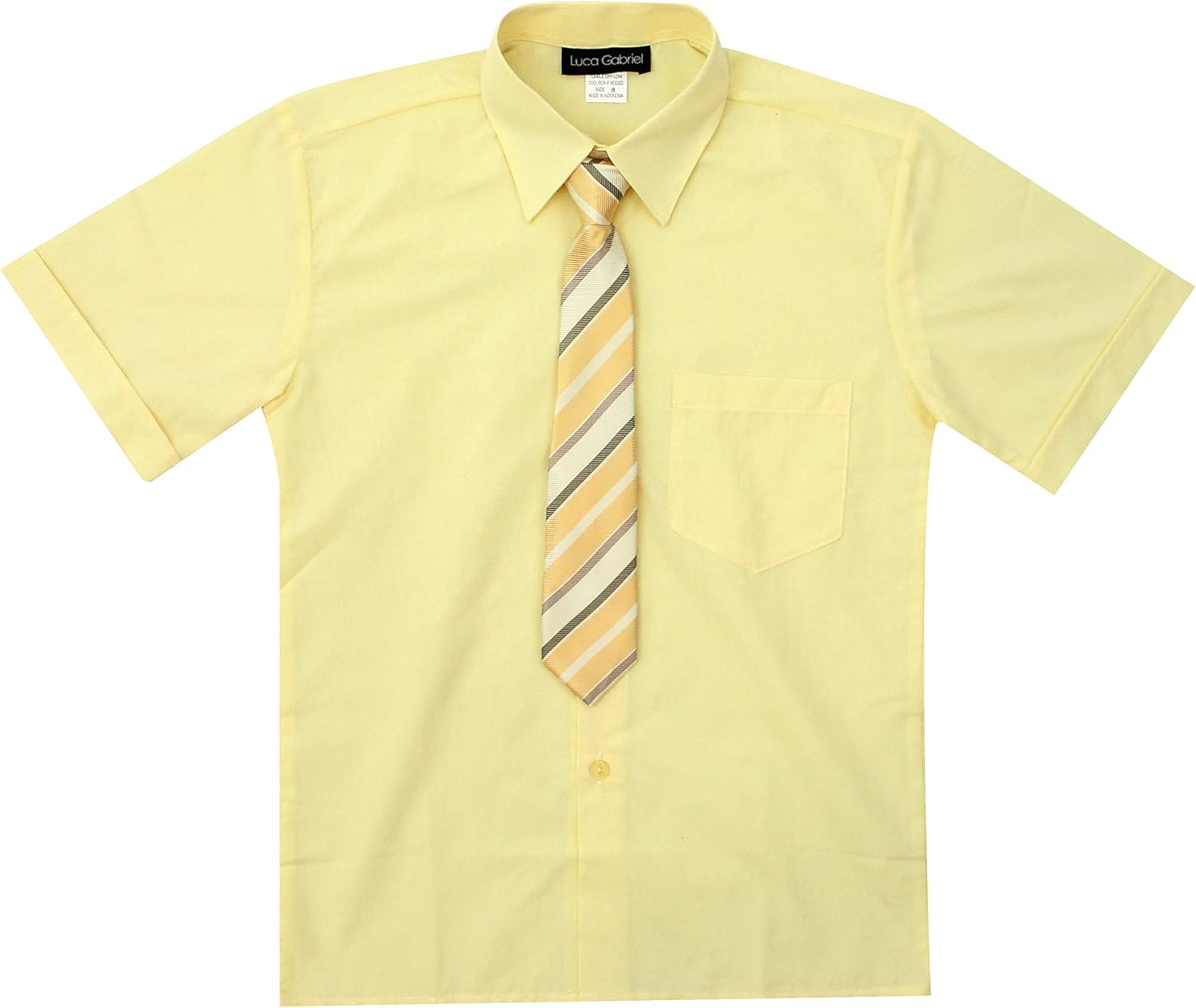 Toddler Boy’s Short Sleeve Formal Button Down Dress Shirt & Tie Set Toddler Boy’s Short Sleeve Formal Button Down Dress Shirt & Tie Set