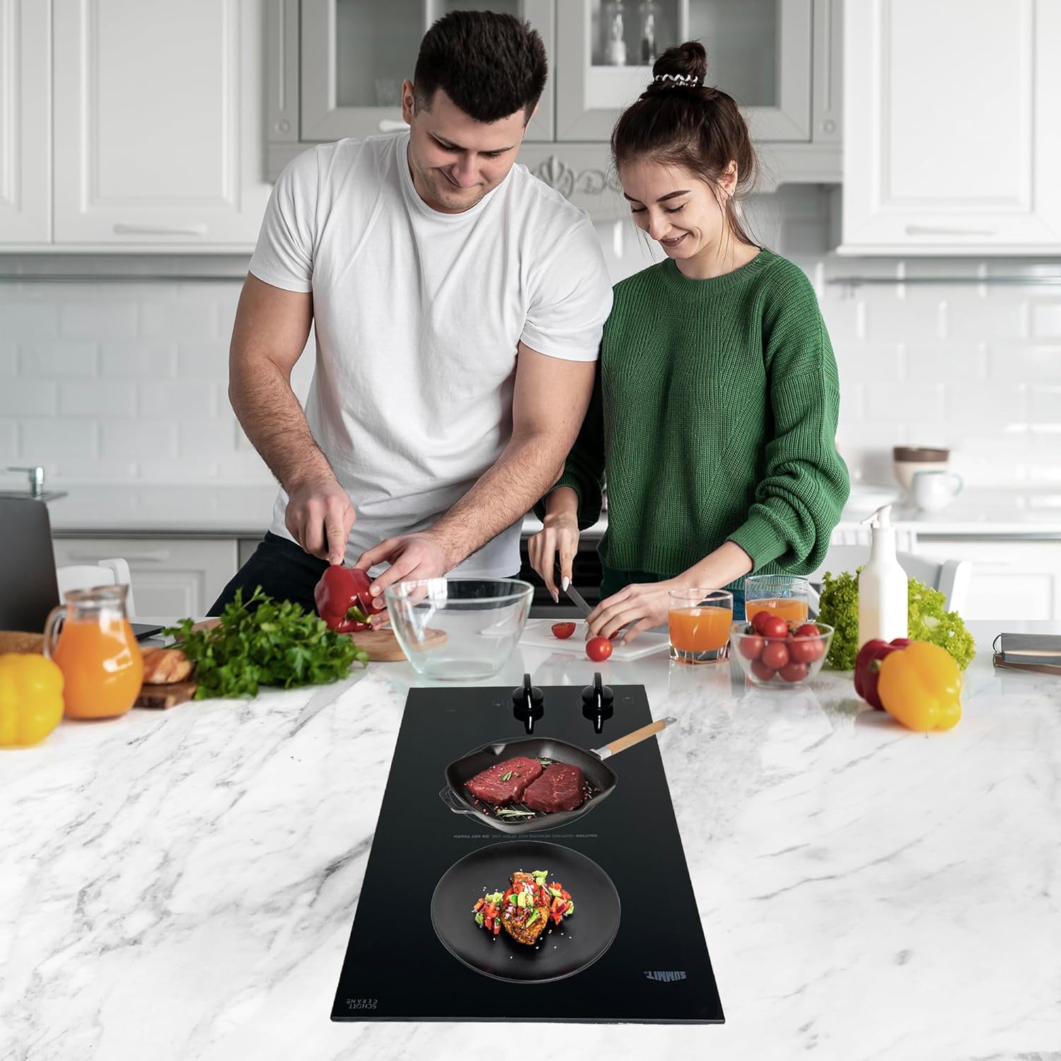 Summit 15" 2 Burner Electric Cooktop. 115 Volt Radiant Cooktop, ADA Compliant, Black- CR2110TK15