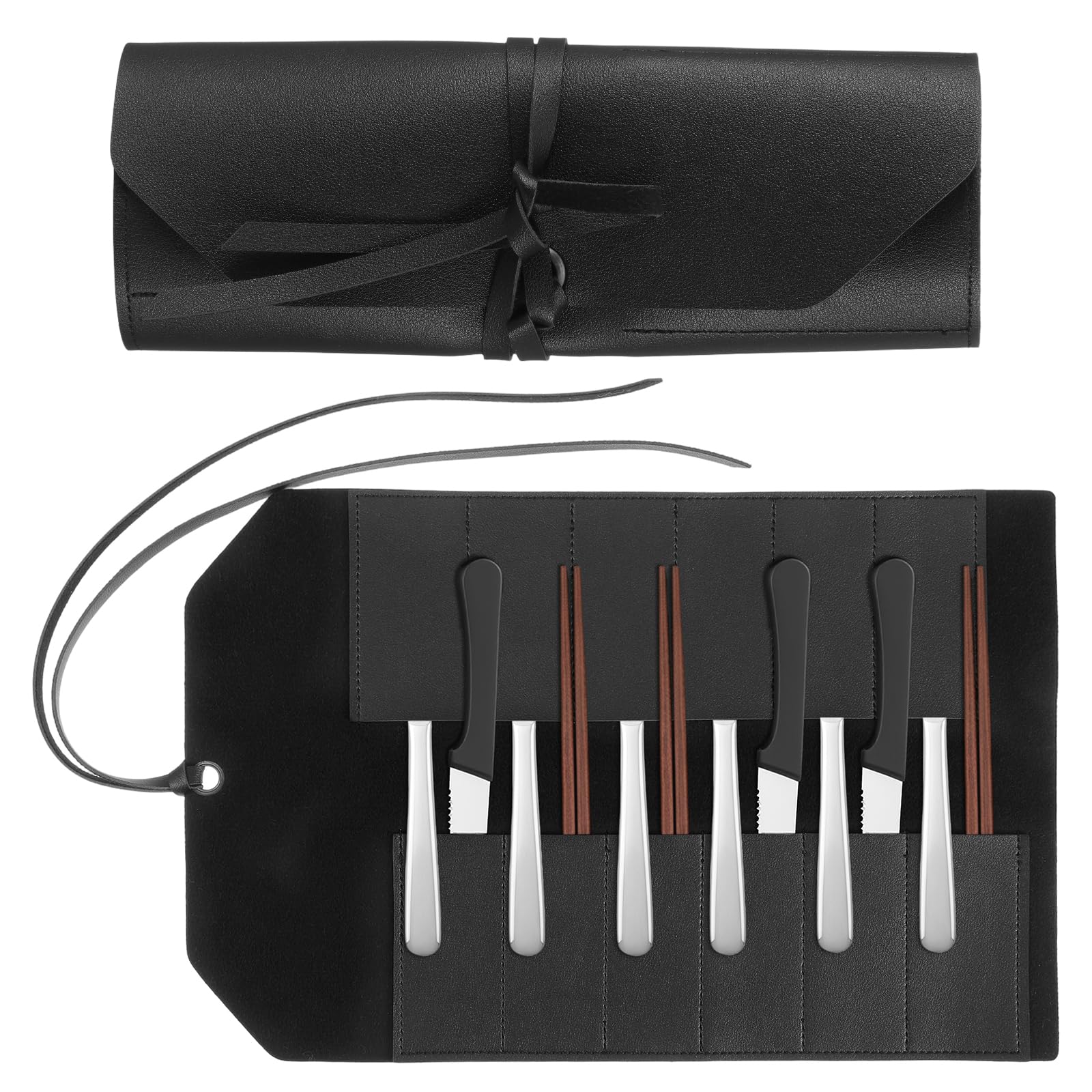 Photo 1 of Elegaperma Knife Bag Roll, Modular Magnetic Chef Knife Case, Knifes Carrying Case with Leather Wrap, Best Gift for Chef and Culinary Enthusiasts