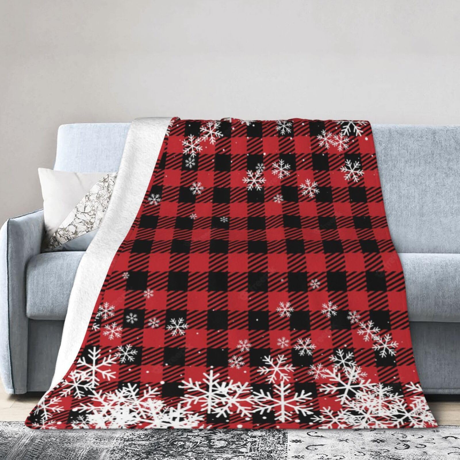 ERTDFXCV Christmas Plaid Blanket 60"x50"