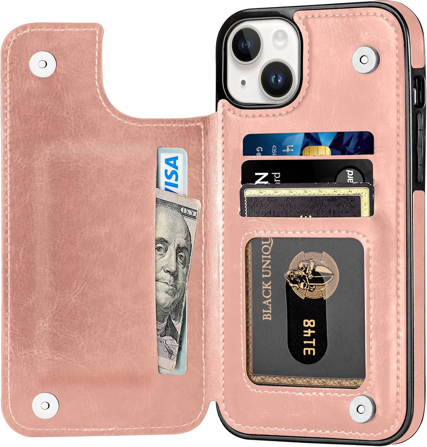 Aoksow Designed for iPhone 14 Plus Case, Premium PU Leather Card Holder