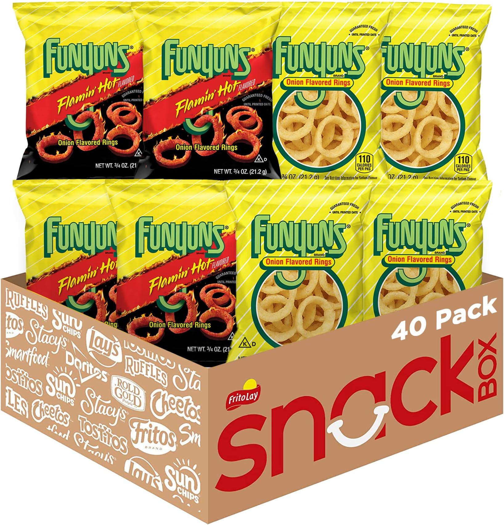 Funyuns Onion Flavored Rings, Variety Pack, 0.75 Ounce (Pack of 40)