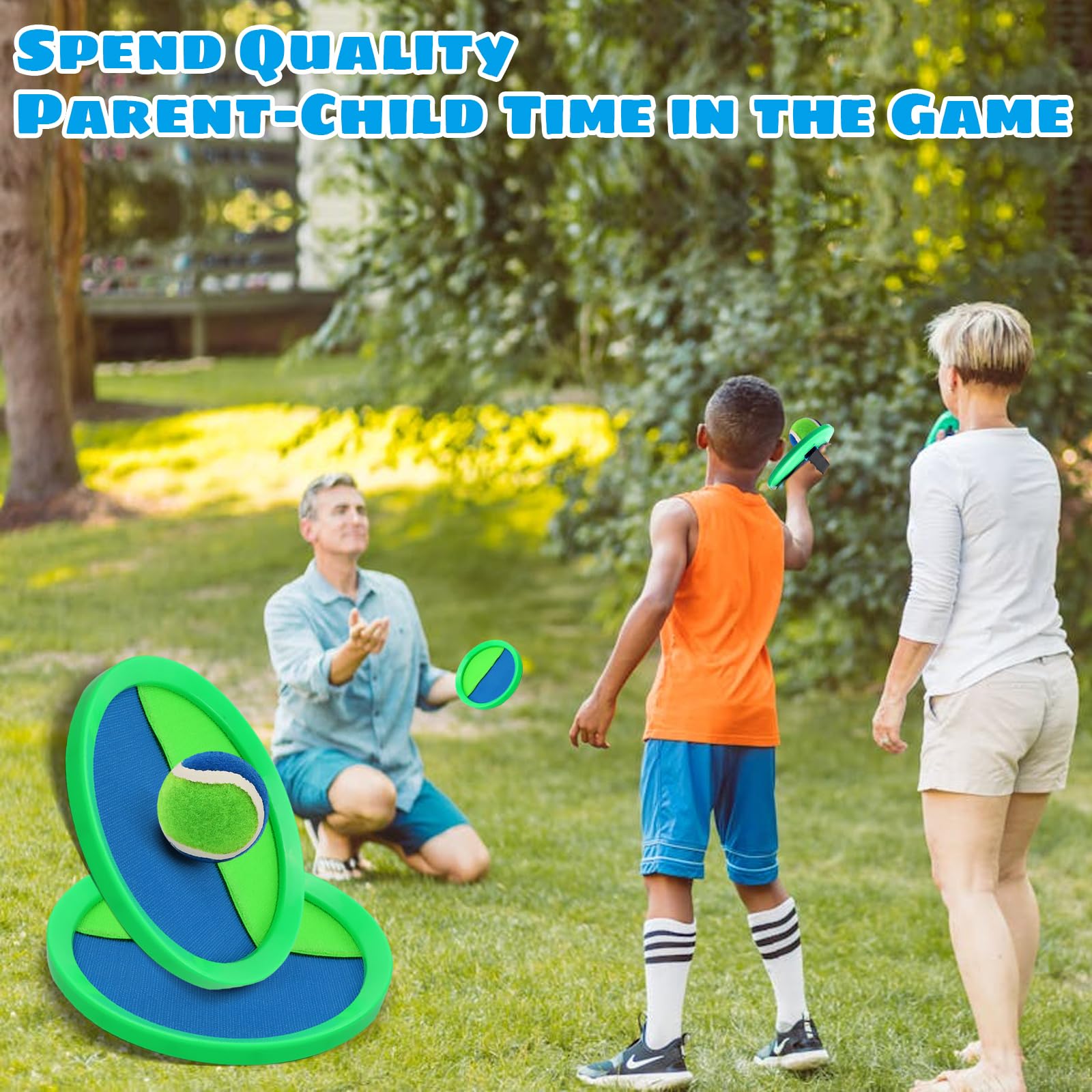 Klettballspiel Set – 4 Fangscheiben + 4 Bälle, Für Kinder Ab 2 Jahren, Outdoor-Spielzeug Für Strand & Garten