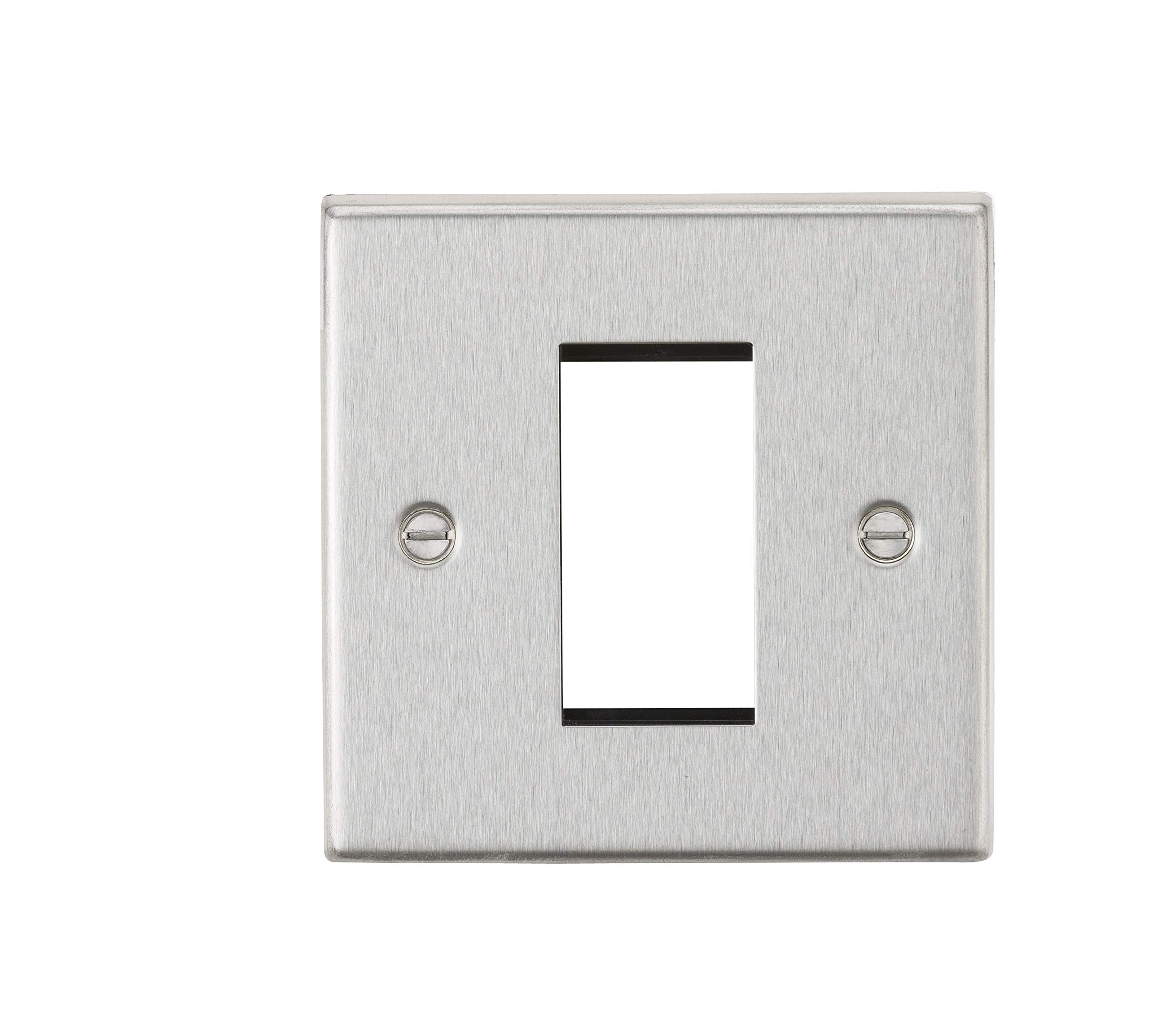 Knightsbridge Brushed Chrome 1G Modular Faceplate - Square Edge