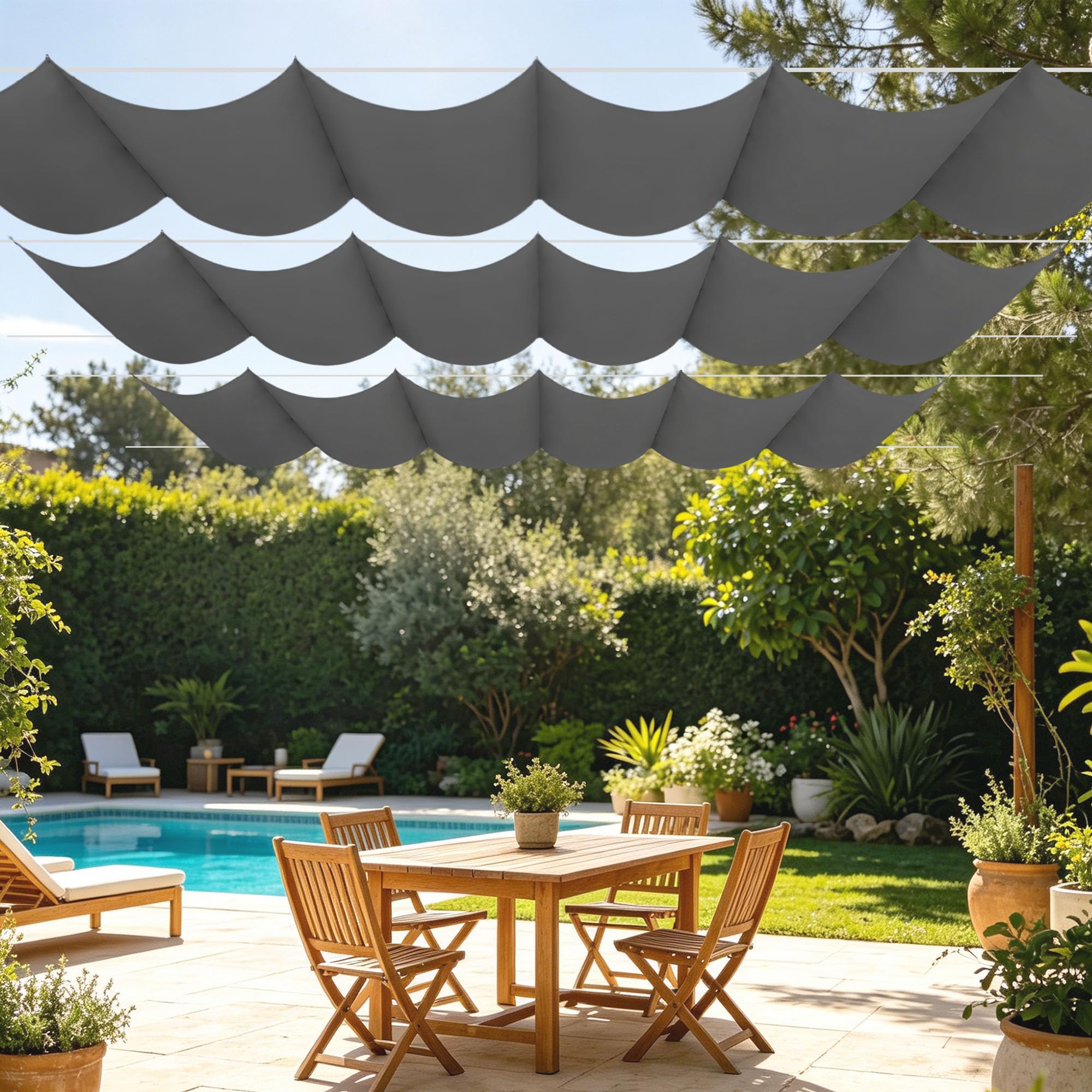 Toile d'ombrage pour plein air et terrasse repas en famille gris foncé