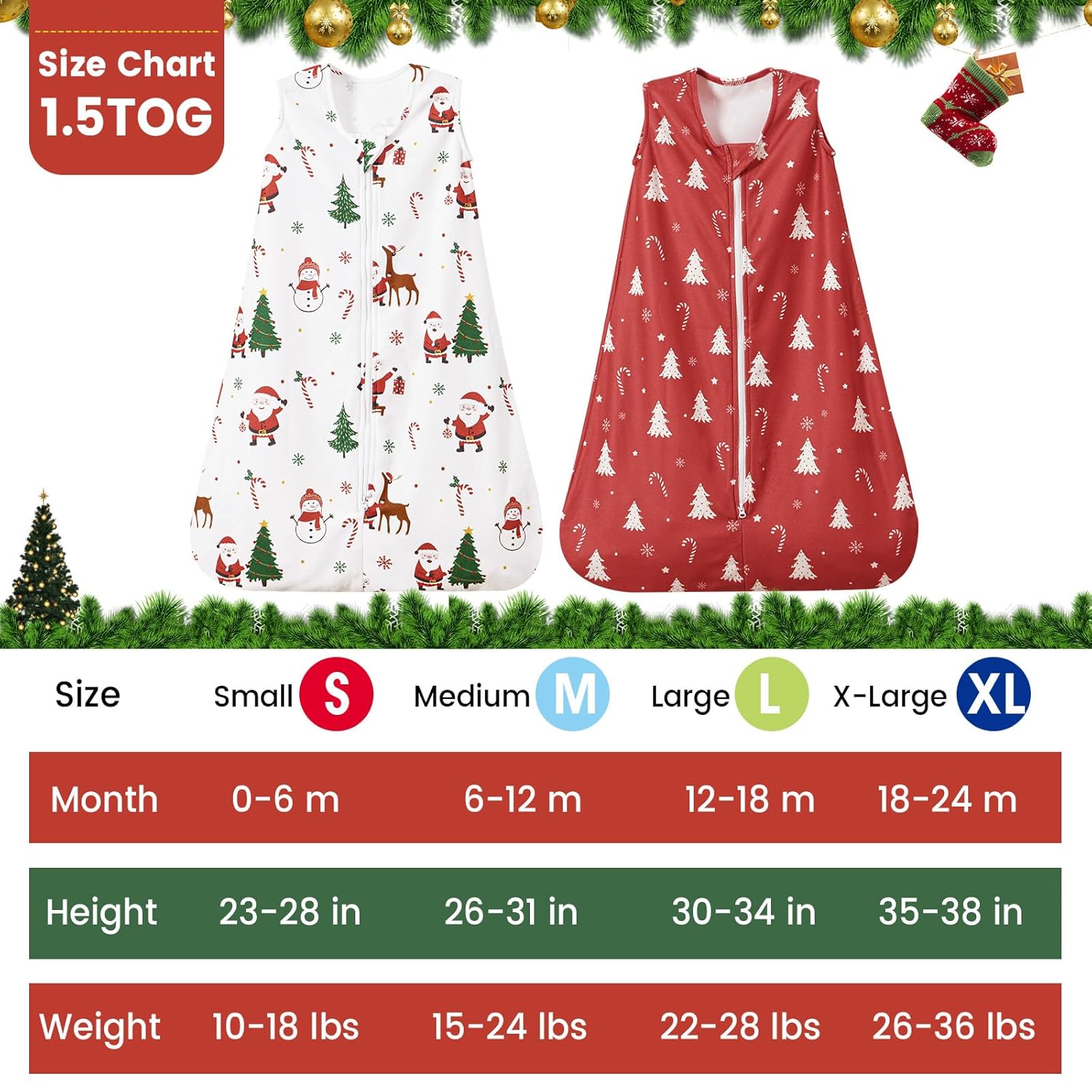 david's kids Micro Fleece Baby Sleep Sack 0-6 Months, Soft Warm Baby Wearable Blankets with 2-Way Zipper, 2 Pack Comfy Sleeping Bags for Infant Newborn Boys Girls Neutral, Small Size, Christmas - Image 5