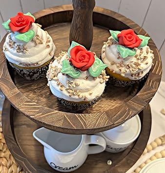 Fake Cake Cupcake-Red Rose Marzipan Cupcake- Handmade Fake Cake -Artificial Cupcake