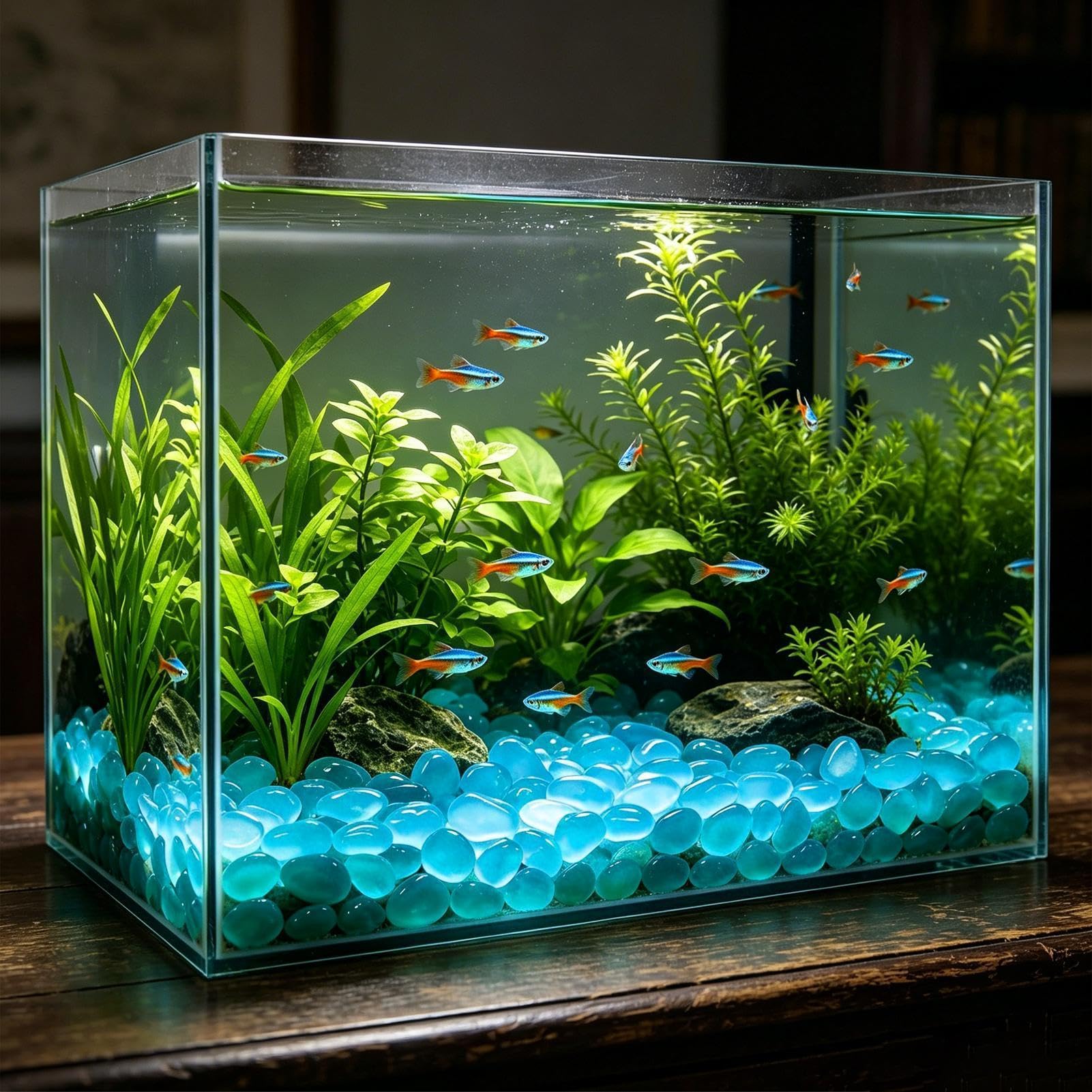 Pietre luminose da giardino - Pietre di ciottoli luminosi da 300 pezzi | Ciottoli decorativi in ​ ​resina da 0,19 pollici per passerella cortile giardino fatato acquario acquario patio spiaggi
