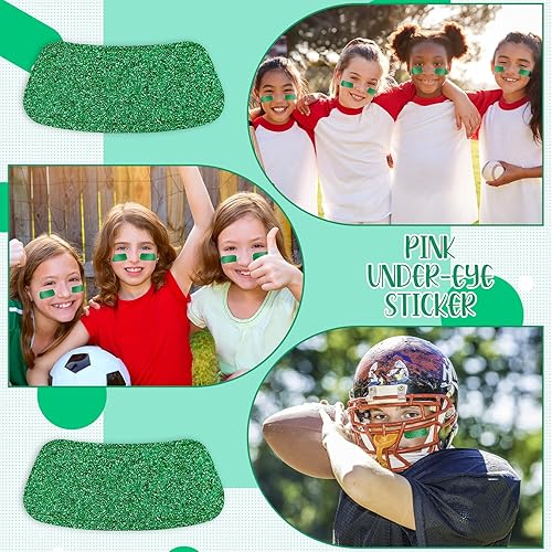 Miniatura 6 de Cholemy 120 pares de calcomanías de fútbol negro a granel, ojos negros, fútbol, béisbol, softbol, deporte, con purpurina, para ojos de equipo,