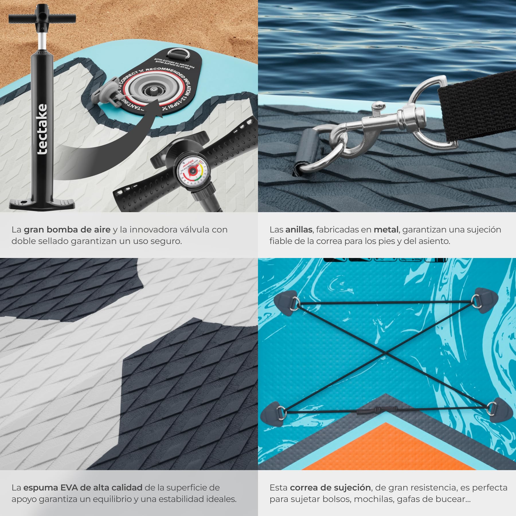 tectake® Tabla de Paddle Surf Hinchable