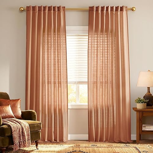 Miniatura 17 de PANELSBURG Cortinas de Lino Blanco de 90 Pulgadas de Largo para Dormitorio, Cortinas Blancas Semi Transparentes con Pliegues en la Parte Posterior