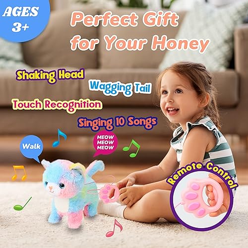 Miniatura 5 de Hopearl Walking Cow - Juguete electrónico interactivo para canto para mascotas, correa de control remoto, animado, musical, asintiendo con la