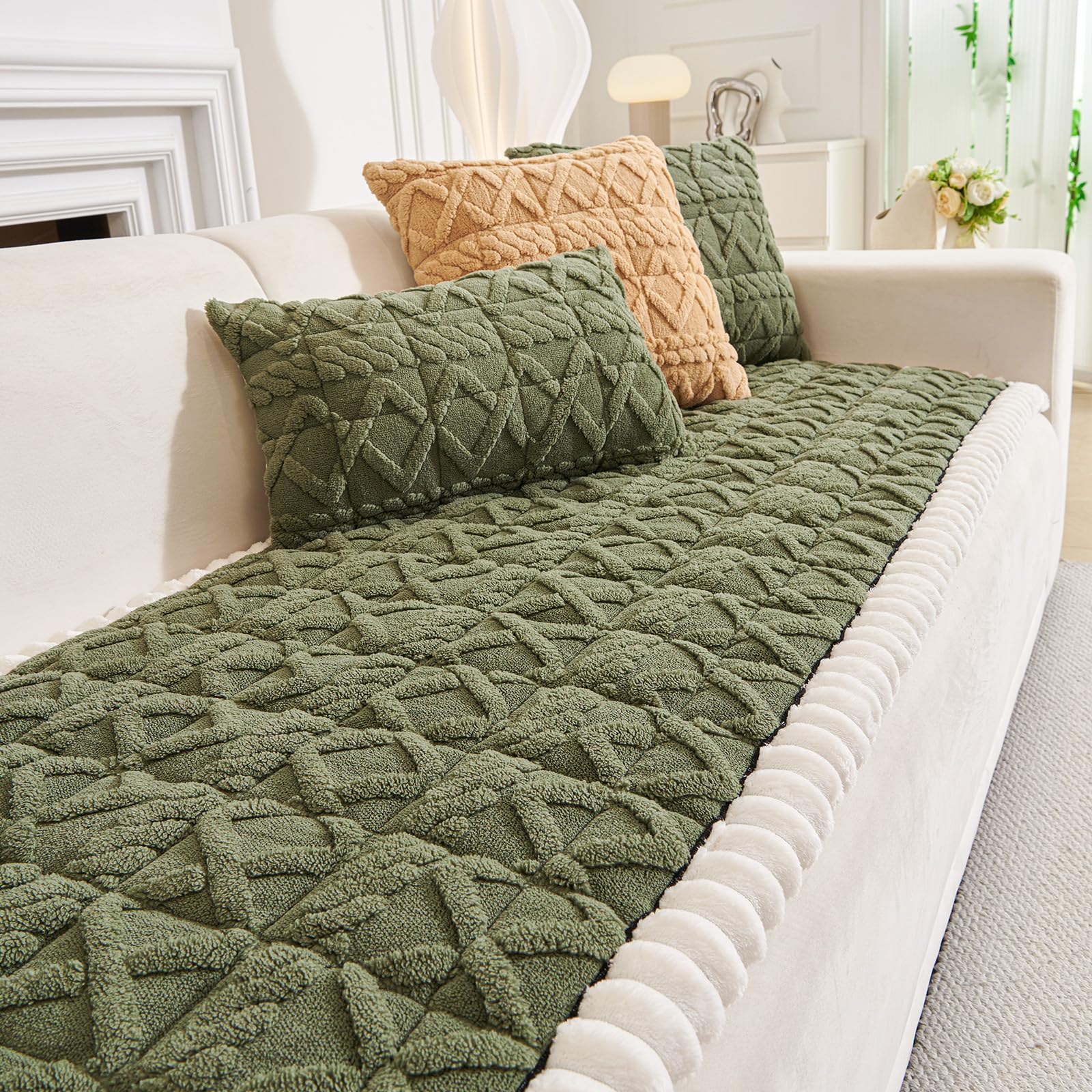 YHUKB Couch Cover for Dogs, Sectional Couch Covers Sofa 2 3 Seat, Non Slip Sofa Slipcover Washable, L-Shaped Loveseat Futon Furniture Protector, Pet Dog Mat (Green, 70 x 210cm)