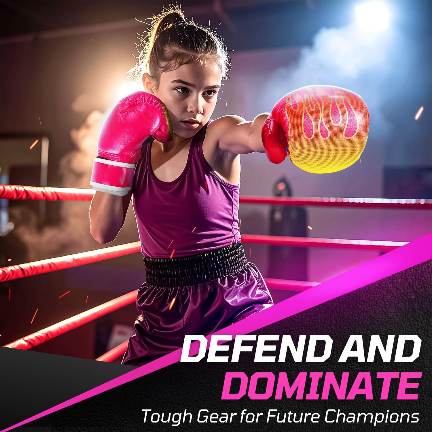 Flexzion Gants de boxe pour enfants de 3 à 8 ans, gants de sac de frappe multi-usages avec soutien enveloppant, sac de sable UFC Sparring, kickboxing, équipement d'exercice de sport, fitness, garçons
