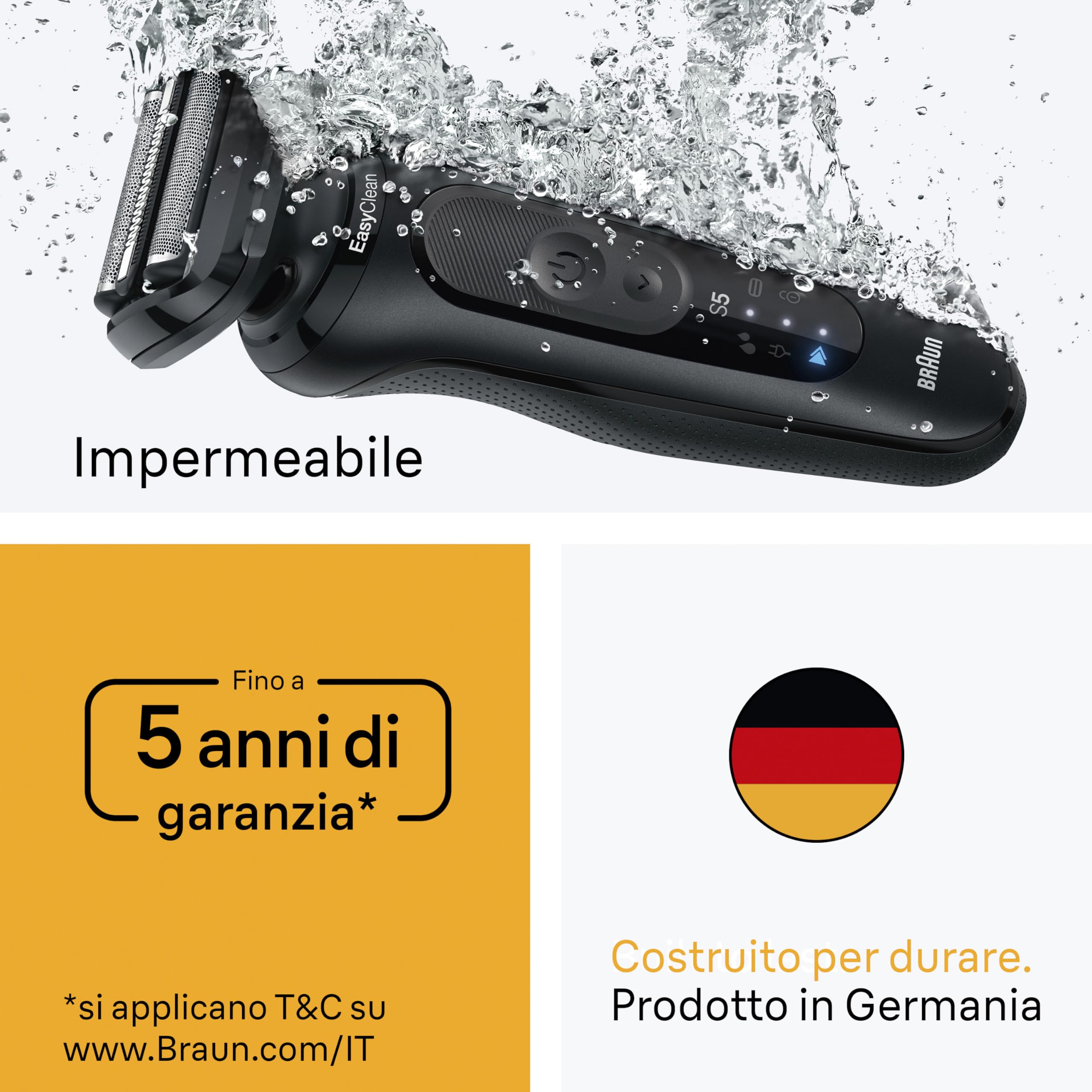 Braun Serie 5 Rasoio Elettrico Barba, Stazione Smartcare, 52-N7200cc, Nero