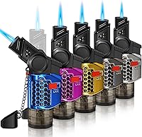 Samniu 5 Pack Torch Lighters - 30° & 45° Rotatable Jet Flame, Safety Lock, Refillable Mini Butane for Candles, Stoves, Fireplaces