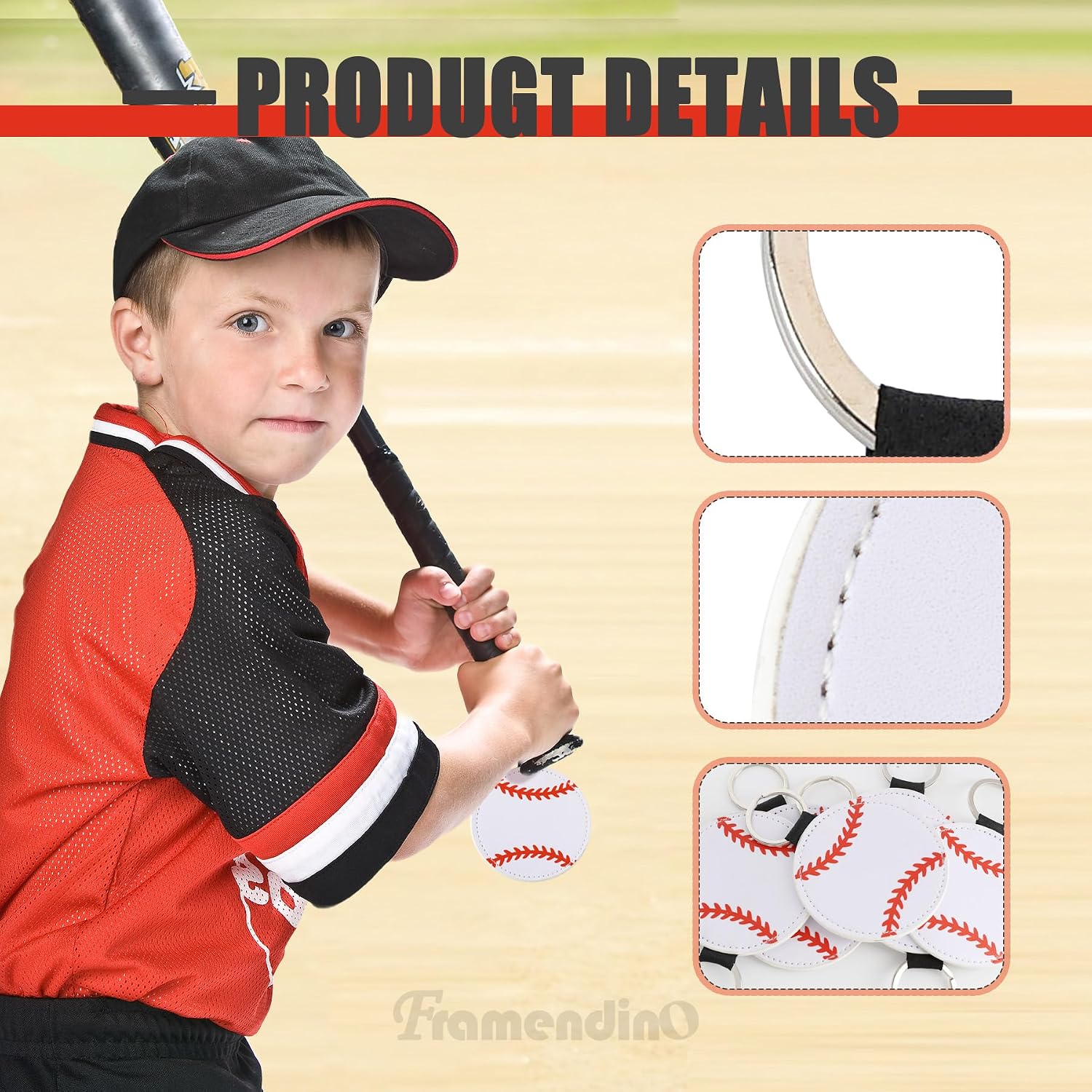Framendino, 15 Pack Leather Baseball Blank Keychains Writable Paintable Bulk Sport for DIY Craft Supplies Women Men Teens image 4