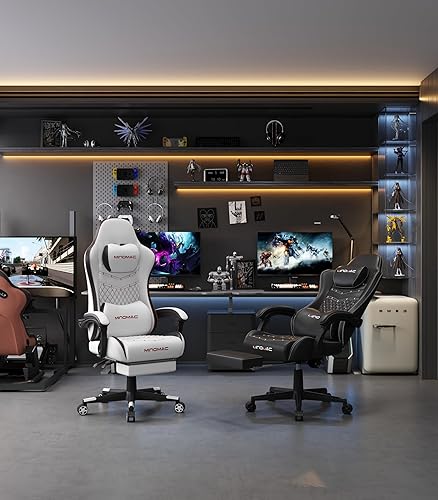 Miniatura 2 de Silla de juegos, silla ergonómica para juegos de computadora, soporte de carga de 400 libras, reposapiés retráctilsoporte de cinturarespaldo