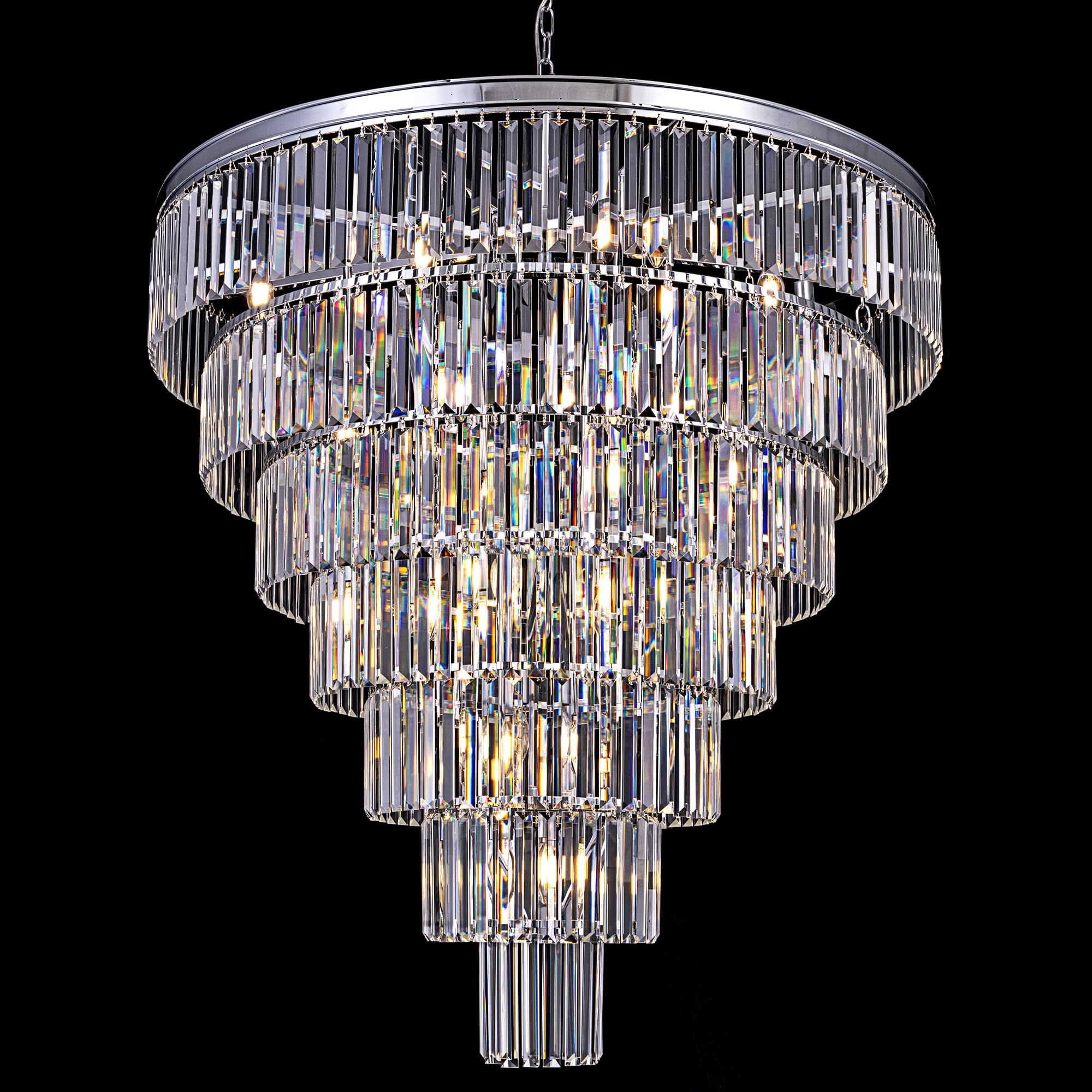 TRANSPARENCY CASCADE小 TOCHIC Large Crystal Chandelier for High Ceiling, 40-inch 7-Tier