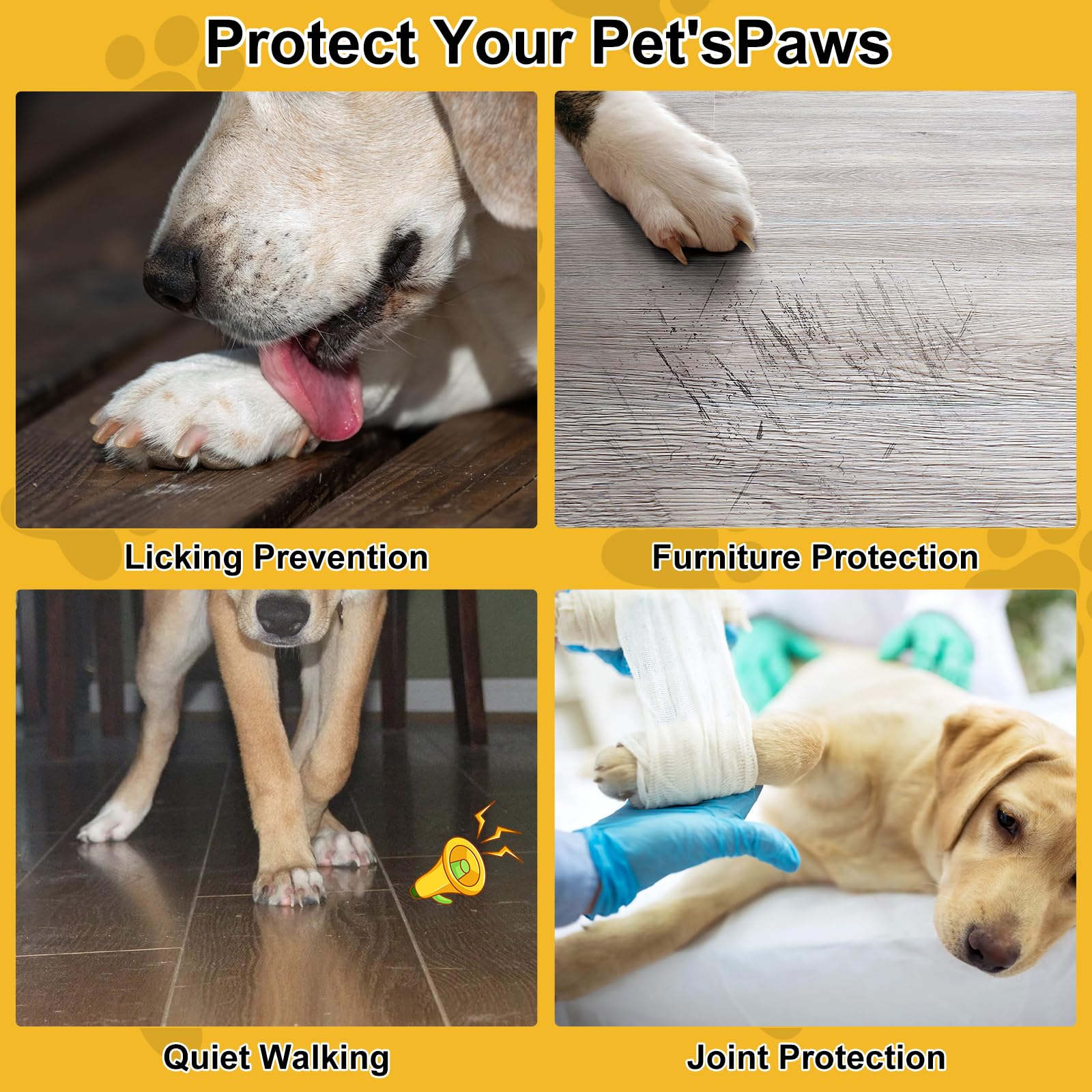 4PCS Dog Socks for Injured Paws,Dog Socks Paws Stop Licking,Anti Slip Dog Boots to Prevent Claw Wear,Suitable for Hardwood Floors Indoor Walking (M) - Image 4