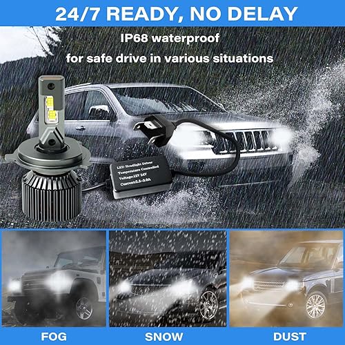 Miniatura 5 de CZJCGD Bombillas LED para faros delanteros H4 9003 HB2 Universal, bombilla de luz baja y alta, luz blanca fría 500% más brillante, bombillas
