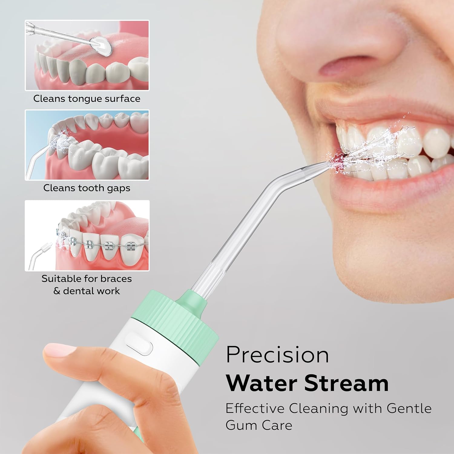 Pro Countertop Oral Irrigator Water Dental Flosser | 10 Pressure Levels, 21–160 PSI, 20.3 oz Large Tank, Complete 8-Tip System for Braces, Implants & Gum Care, BPA-Free (FC1761-W)