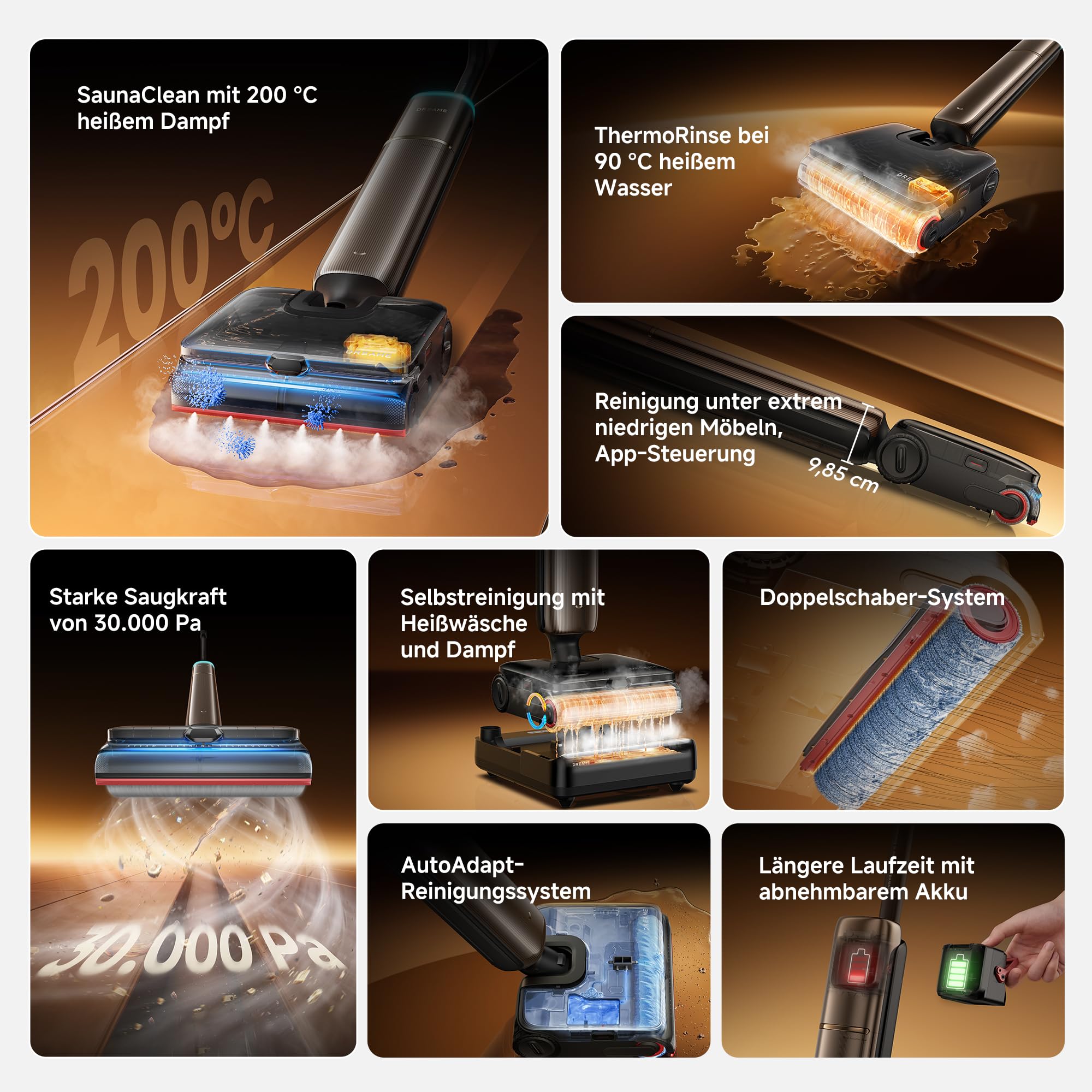 dreame T16 Pro Steam Nass- & Trockensauger, 200 °C Dampf