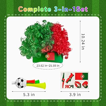 2026 World Cup Flag-Colored Wig Set