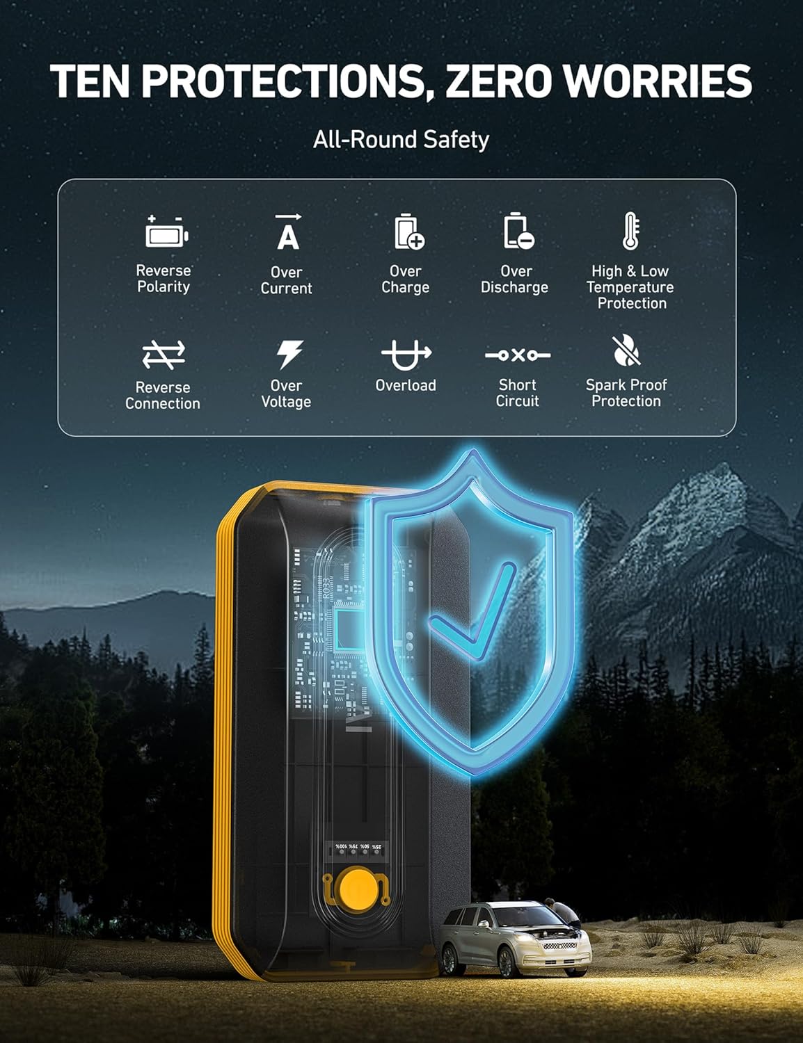 AstroAI B8 Car Battery Jump Starter, 12V Jump Starter Battery Pack (up to 9.0L Gasoline and 7.0L Diesel Engine), Portable Jump Box with 3 Modes Flashlight and Jumper Cable