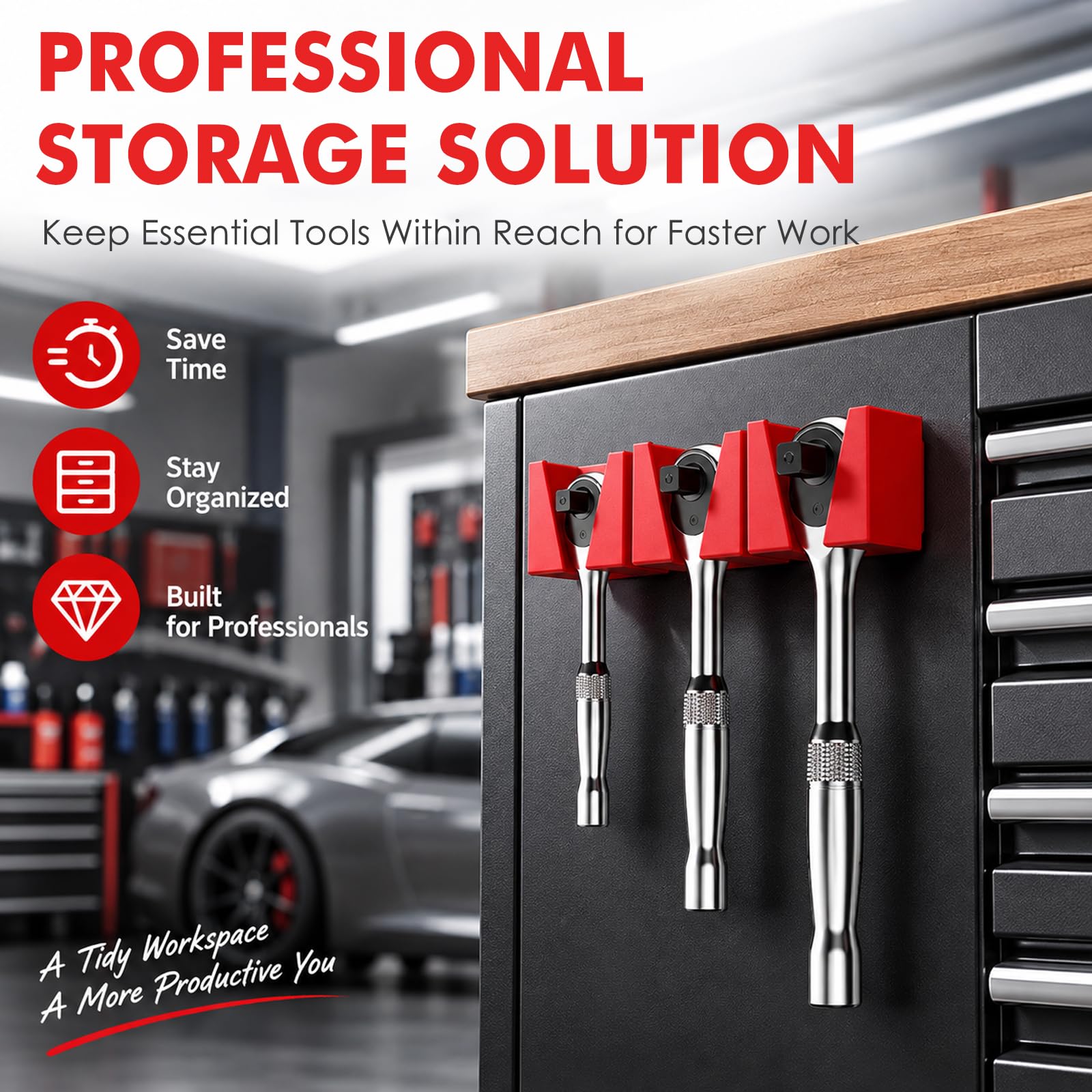 Wall-Mounted Magnetic Ratchet Set, 3-Pack, 1/4", 3/8", 1/2" Holders — Amazon image 6