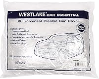 West Lake Universal Clear Plastic Car Cover - Extra Large 24x16 Ft Reusable for SUV Sedan Van with Elastic Snug Fit