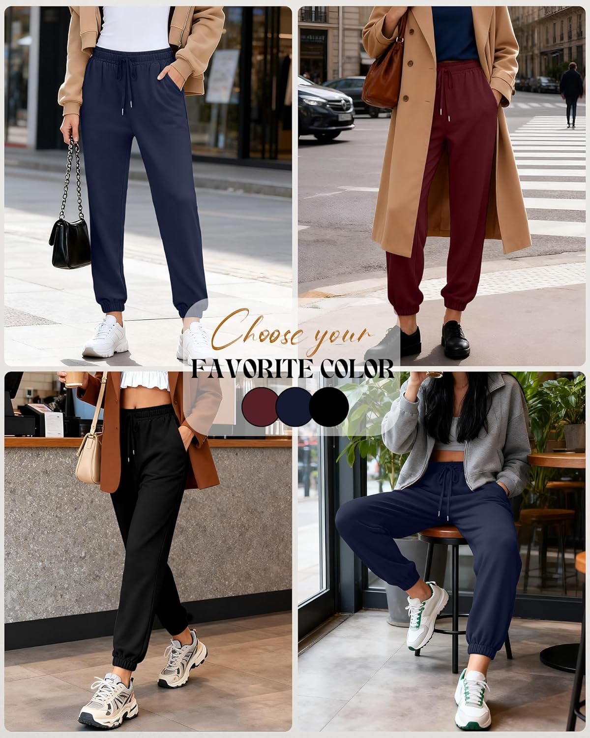 3 Pack Women's Sweatpants with Pockets, Drawstring Lounge Athletic Joggers Casual Yoga Workout Sweat Pants - Image 3