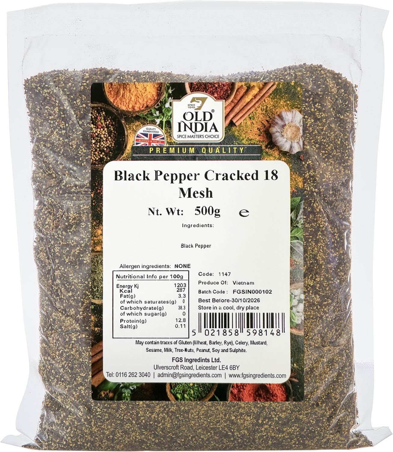 Black Pepper Cracked 18 Mesh 500g