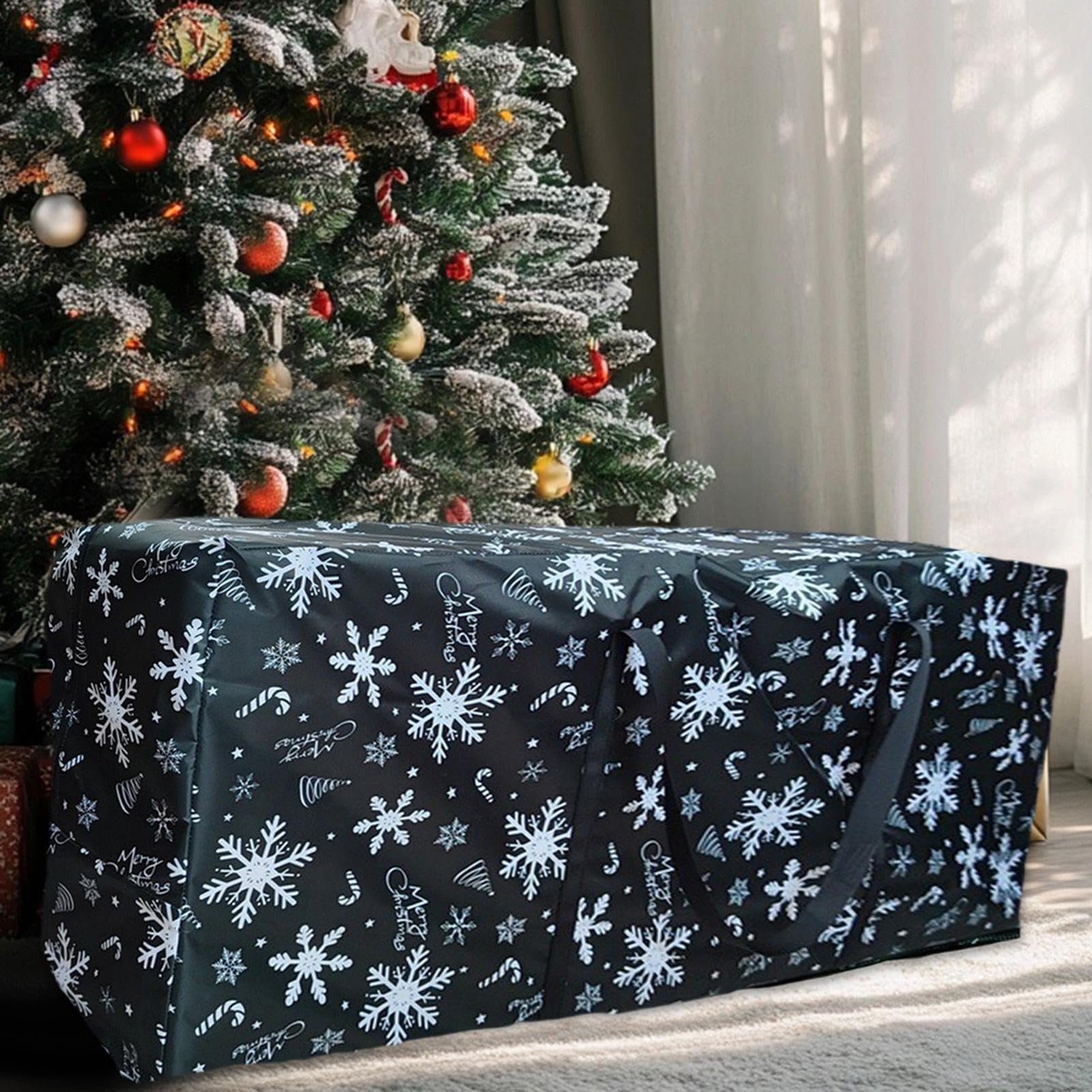 Scatola portaoggetti per albero di Natale, portaoggetti per albero di | Natale,Contenitori per alberi artificiali con fiocchi di neve - Contenitori per borse portaoggetti per albero di Natale in te