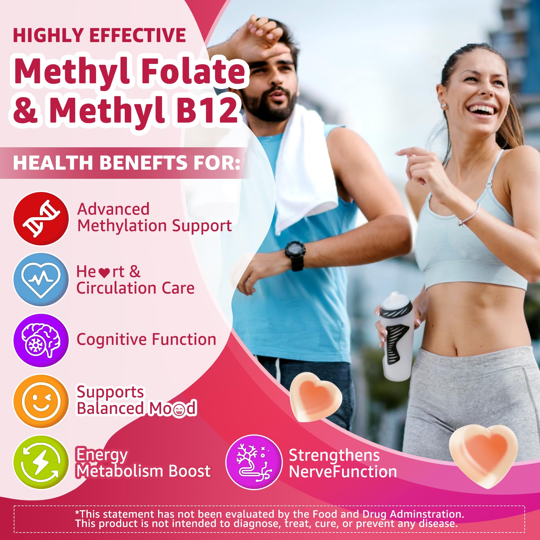 L-Methylfolate 7.5mg & 15mg + Methyl B12 Gummies,Women & Men, 0G Sugar,60Ct — Amazon image 4