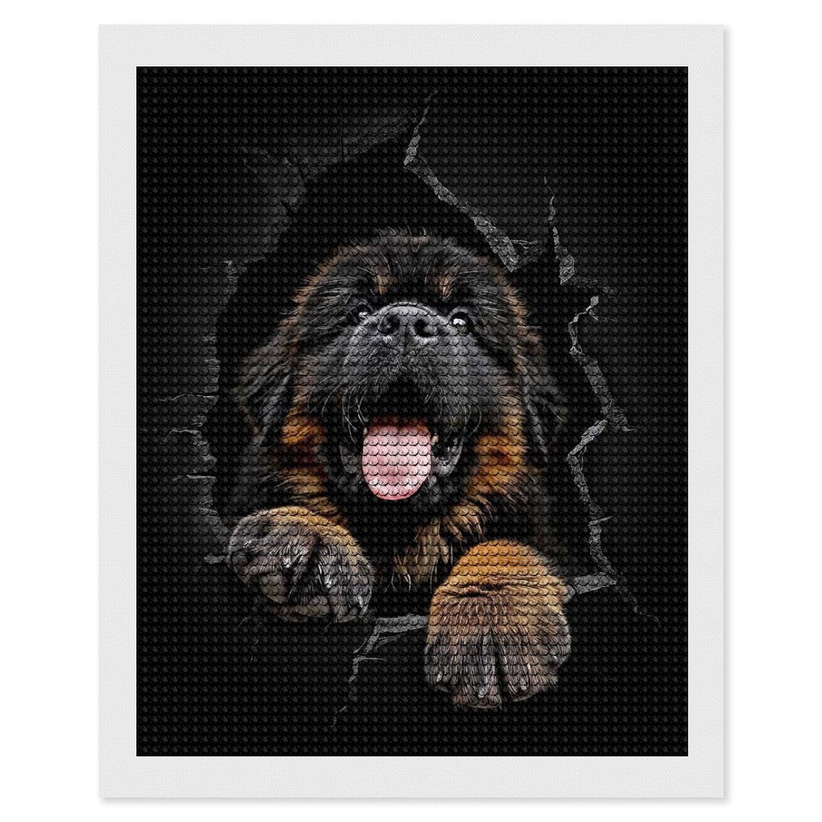 Junmoney Tibetan Mastiff Diamond Art Canvas 16"x20", Easy Handmade Project, Complete Accessories, Bedroom Decor, Birthday Gift