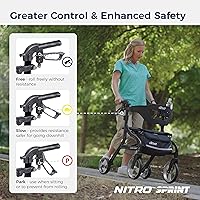 Vista 3 de Drive Medical Nitro Sprint Andador Rodante Plegable con Asiento, Andador Rodante Ligero de Altura Petite con Ruedas Grandes, Andador Rodante