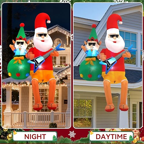 Vista 19 de Decoraciones inflables de Navidad de 10 pies, Papá Noel de Navidad con caramelo con luz LED para fiestas de Navidad en interiores, exteriores