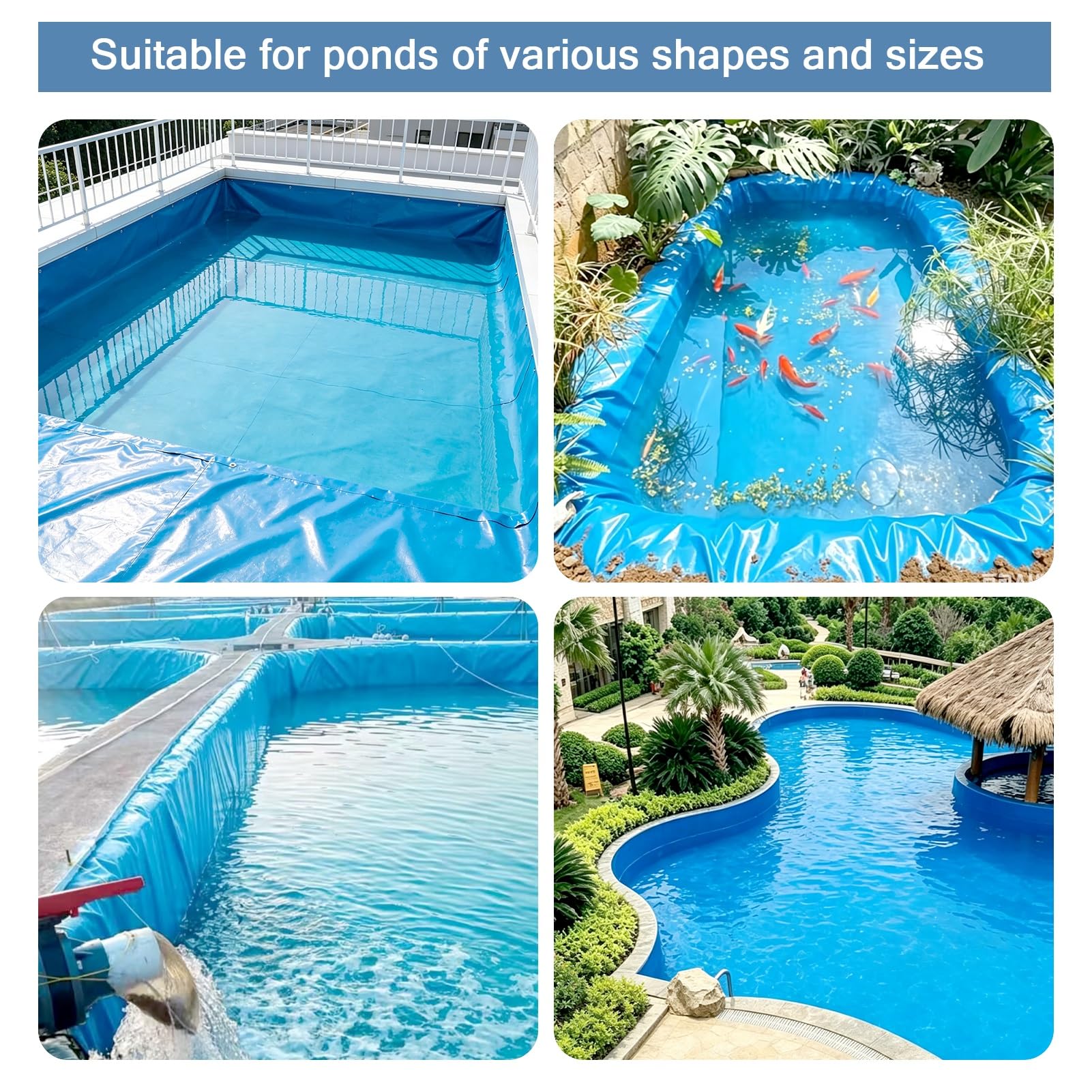 MARXAN Telo Preformato per laghetto da 0,12 mm, Flessibile e Impermeabile, per laghetti per Pesci Koi, Acqua all'aperto, con Membrana Durevole per laghetto - 4x6m 7x8m 8x10m 10x12m(6x6m)
