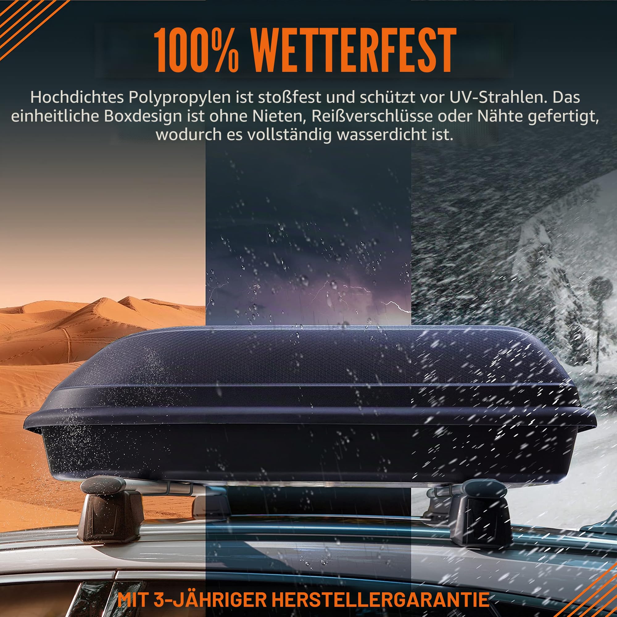 Tetrax RAX Auto-Dachbox, 320 Liter Vassungsvermögen, schwarz