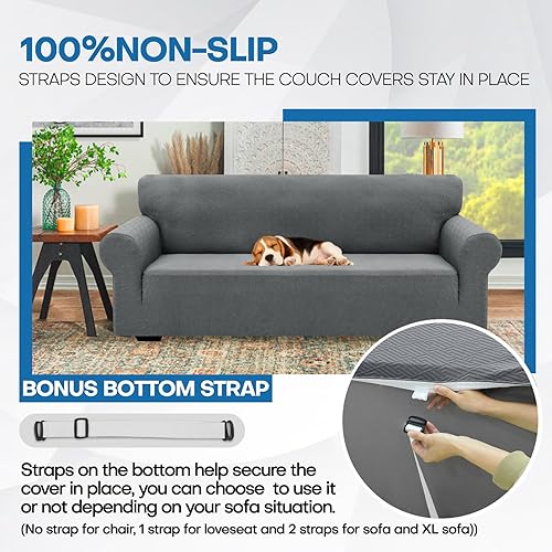 Miniatura 5 de XINEAGE 2025 Nueva funda de sofá de 1 pieza para sofá de 3 cojines (199"-231") Funda elástica para sofá con parte inferior elástica, protector de