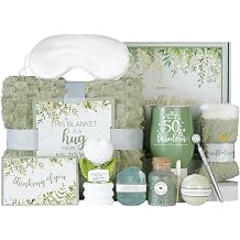 InnoBeta 50th Birthday Gifts for Women, 50th Birthday Gift Basket for Her, with Blanket, Tumbler, Socks, Bath Products, Useful Self Care Package for Female - 50 and Fabulous