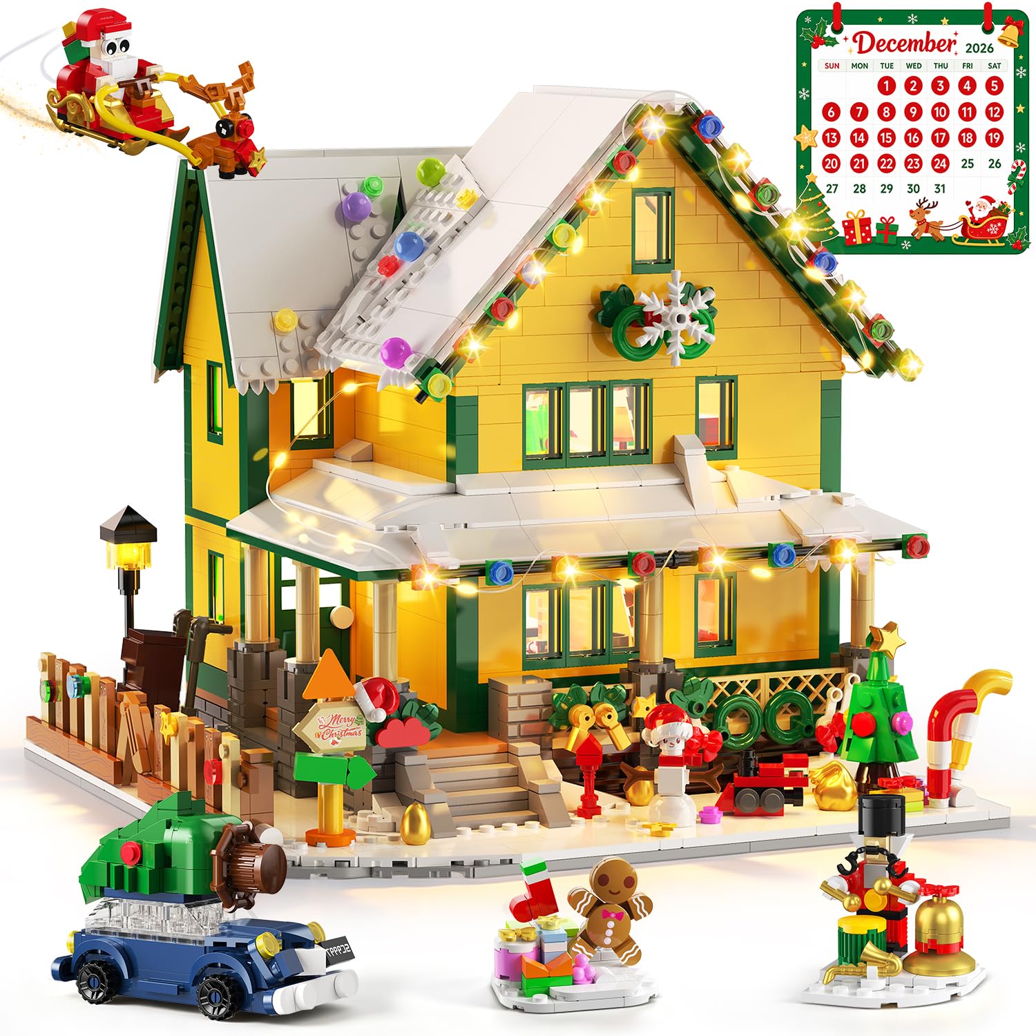 INSOON Advent Calendar 2026 Christmas House Mini Building Set with Lights