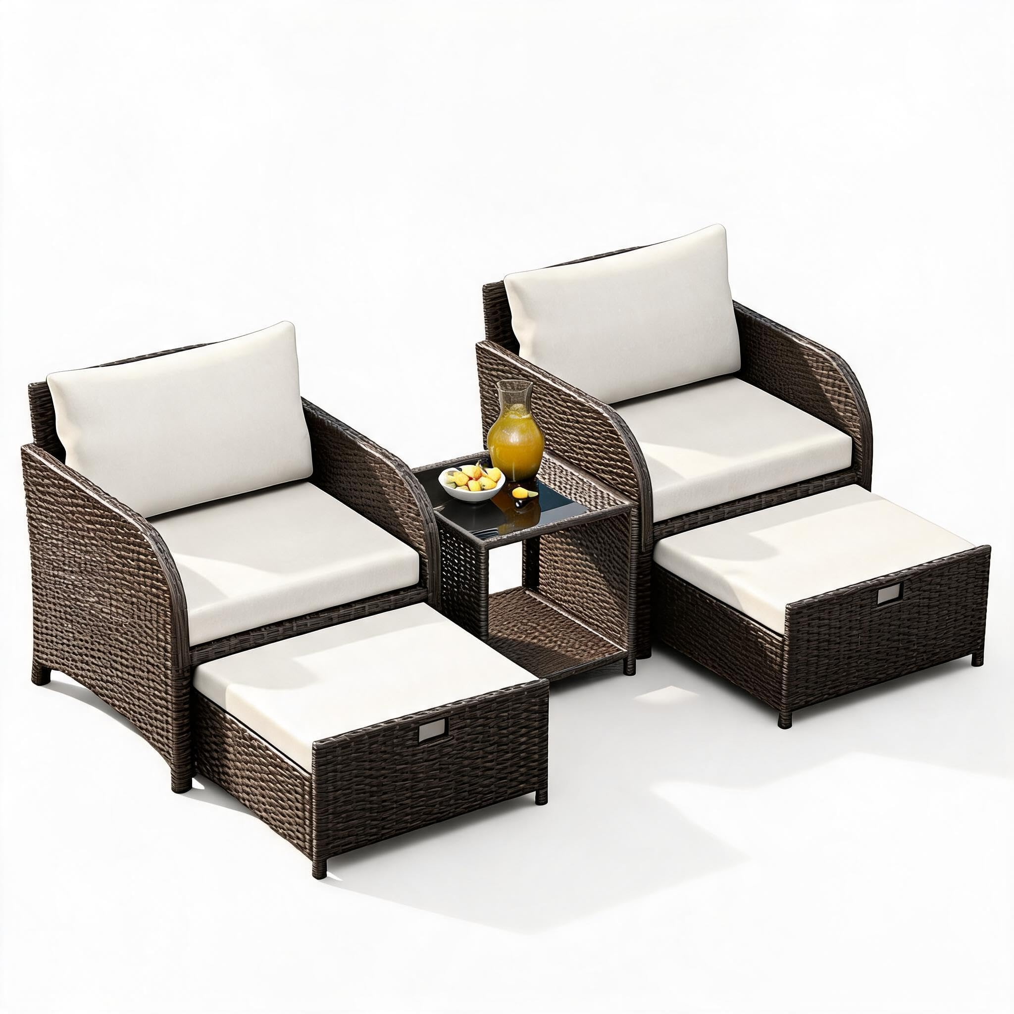 5-TLG. Polyrattan Gartenlounge Set