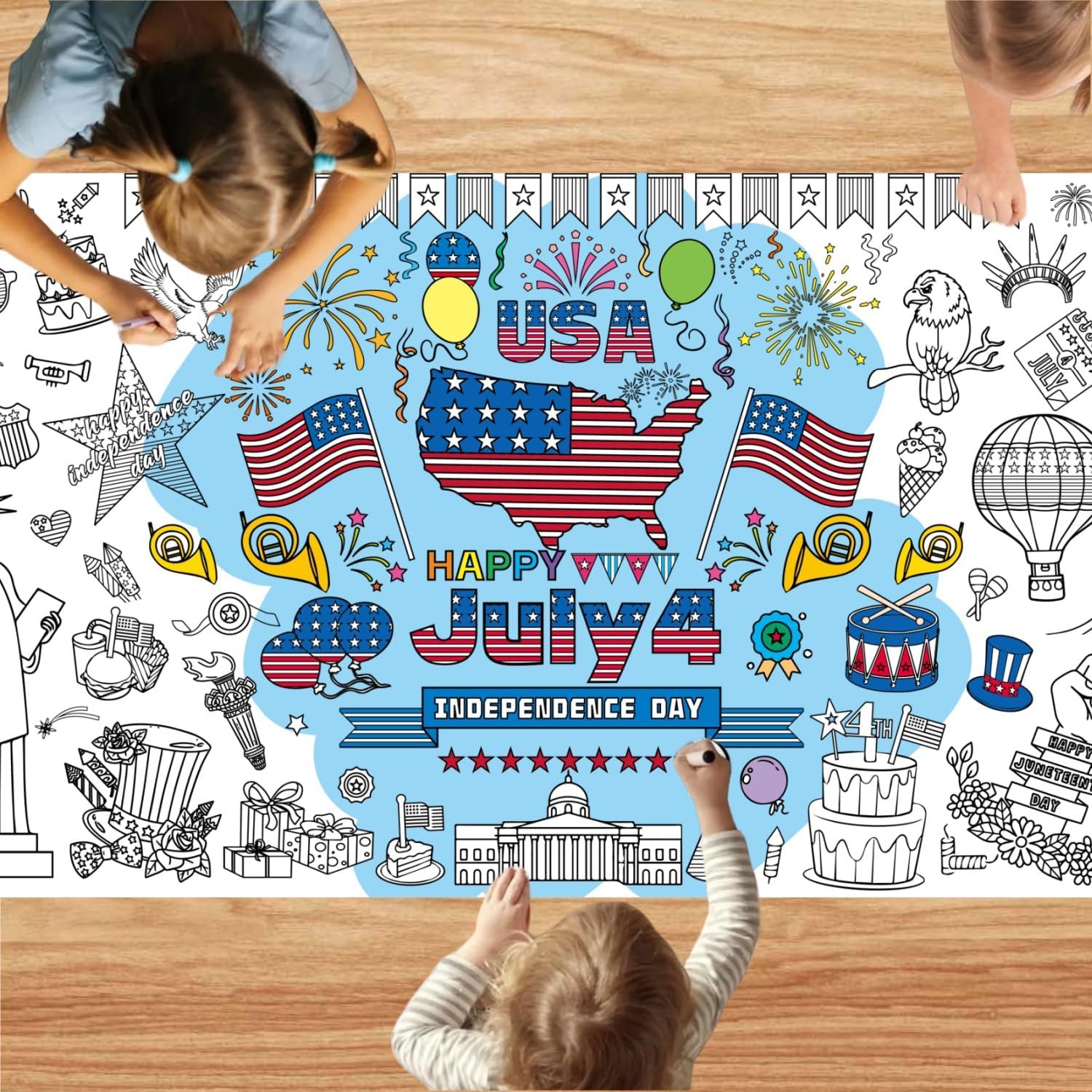 Amazon.com: T-Antrix 4th of July Giant Coloring Poster,30 x 72 Inches ...